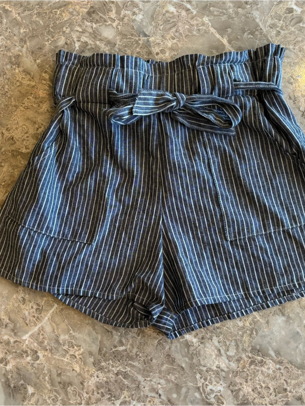 Vintage Y2K Paperbag Waist Striped Shorts NWT Size M